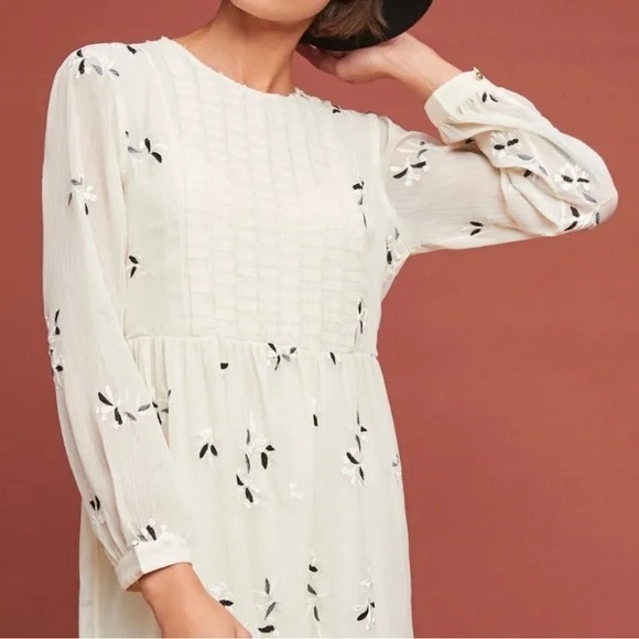 NWT Feather Bone Anthropologie Feuille Embroidered Size 4 Tunic Dress - Picture 11 of 11